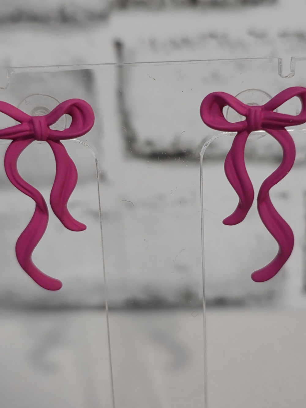 Hot Pink Bow Drop Earrings for Women - Elegant Playful Style